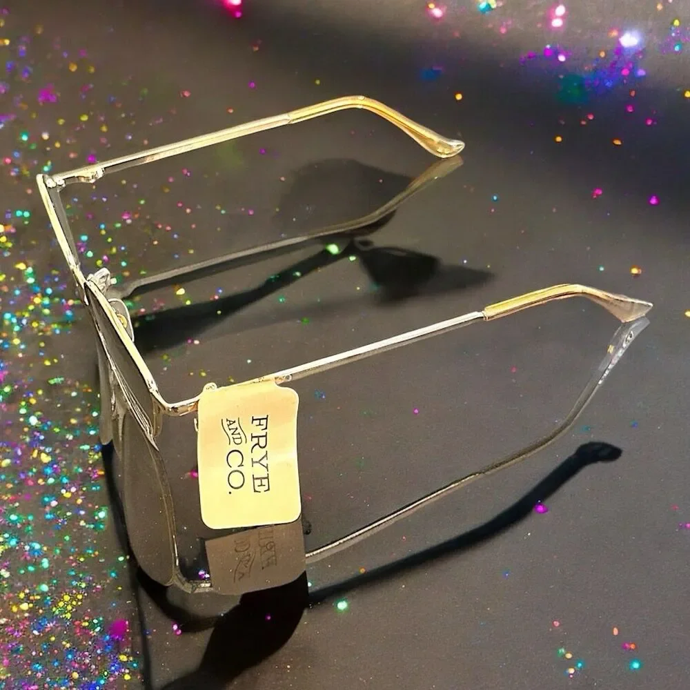 FRYE & CO Metal Almond Sunglasses in Shiny Gold NWOB